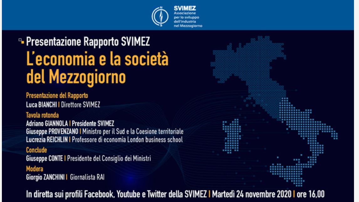 Rapporto SVIMEZ 2020 con Conte